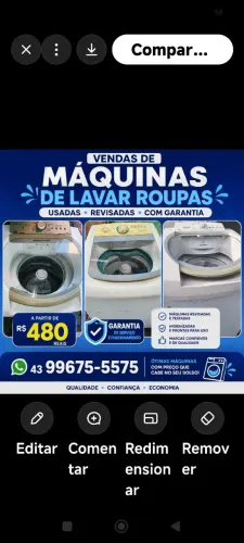 Máquinas de lavar roupas usadas com garantia 
