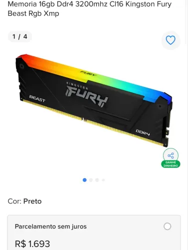 Kit upgrade memória RAM 2x16 rgb fury+processador ryzen 7 5700 (tudo ddr4)