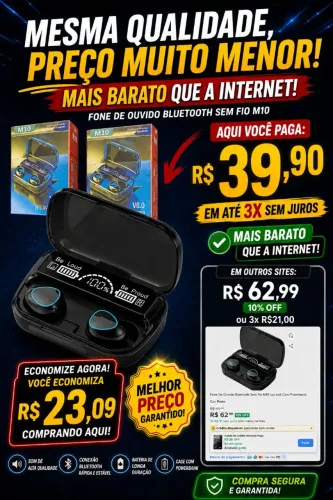 Fone de ouvido bluetooth sem fio
