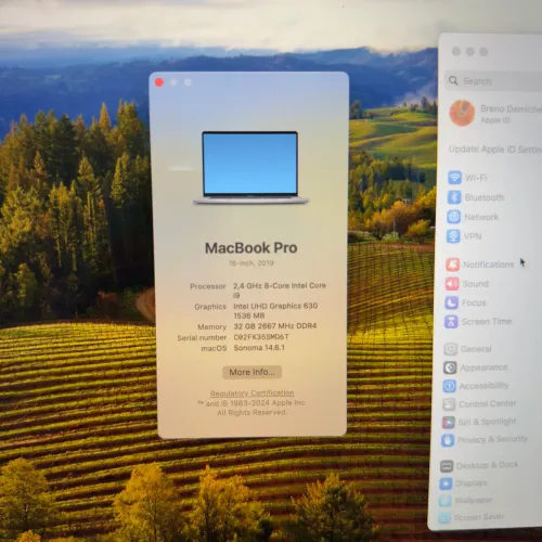 MacBook Pro 16 pol 2019 i9 32Gb Memória 1 TB de HD 8Gb GPU