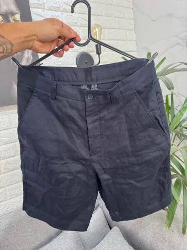 Bermuda Zara 100% linho azul marinho