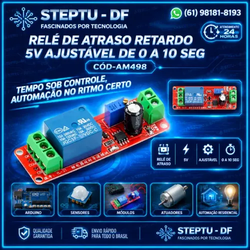 Rele De Atraso Retardo 5v Ajustável De 0 A 10 Seg timmer Arduino Automação COD-AM498