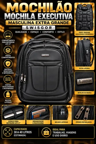 Mochilão Mochila Executiva Masculina Extra Grande
