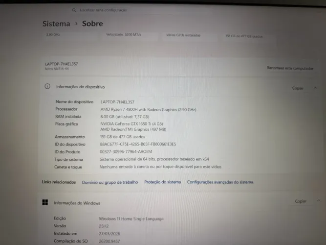 Notebook Acer aspire nitro 5