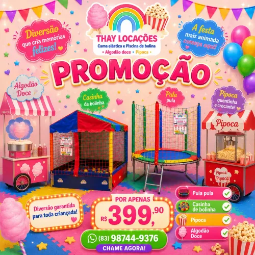 Kit de Brinquedo para festa com algodão doce e pipoca