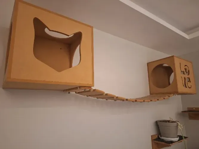 Par de nichos para gatos com ponte