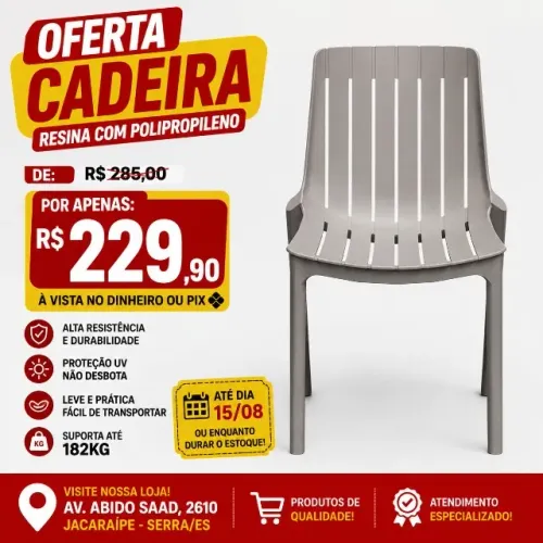 Cadeira de Resina com Polipropileno 182Kg