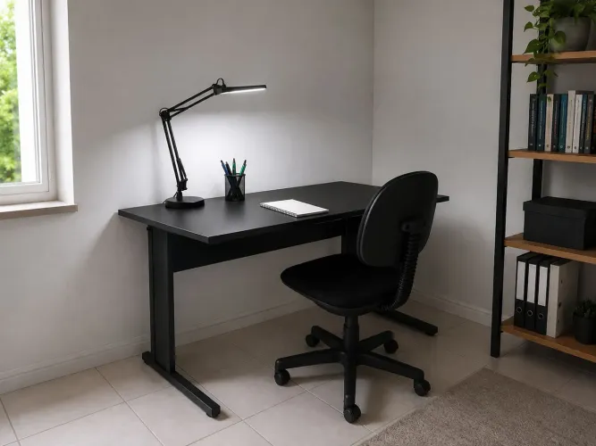 Mesa de 1m e cadeira giratória preta