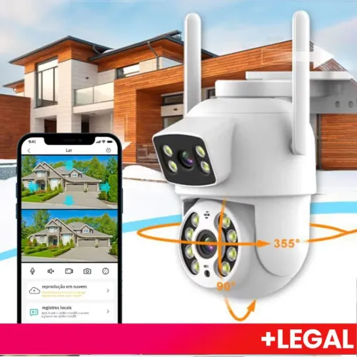 Câmera de segurança lente dupla ICSEE IP66 Wi-Fi 360 Sensor de movimento Visão noturna
