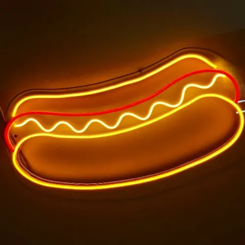 placa de neon led hot dog