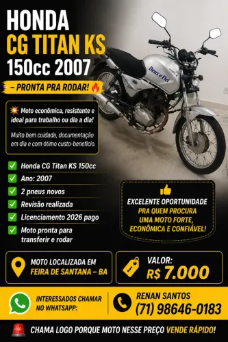HONDA CG TITAN KS 150cc 2007 - PRONTA PRA RODAR! ?