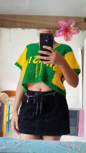 Blusa Brasil crochê
