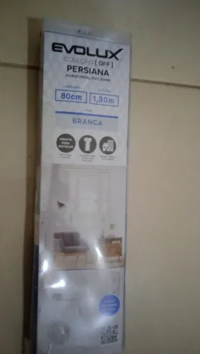 Persiana Horizontal de PVC Evolux (80cm x 1,30m) - Branca (Nova e Lacrada)