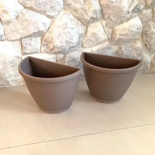 Kit 2 Floreira de Parede Oval Artevasi Marrom Bege Cinza 30 cm