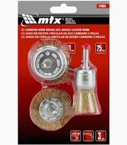 Escova circular aço para furadeira  jogo 3 peças MTX