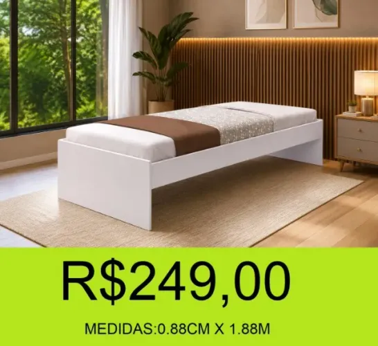 Cama de solteiro alta qualidade - ripas reforçadas