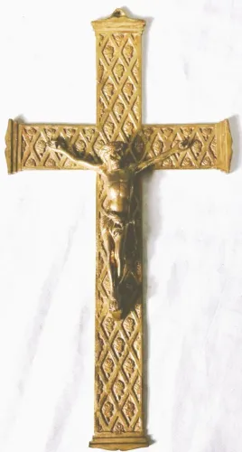Antigo grande Crucifixo Parede ricamente Trabalhado  Bronze maciço dourado em relevo*