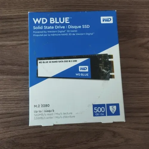 SSD M.2 SATA WD Blue 500GB 2280 Novo, Nunca Usado
