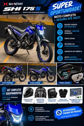 SUPER OPORTUNIDADE - MOTO COMPLETA + SEGURO ATÉ 2027! SHI 175 S