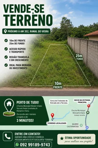 TERRENO 10M FRENTE X 25M DE FUNDOS.