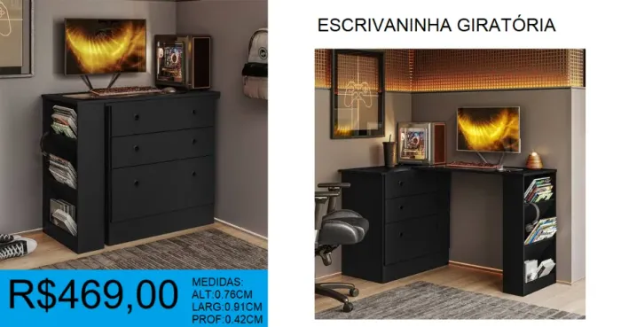 Escrivaninha comoda giratoria reposição - temos a pronta entrega
