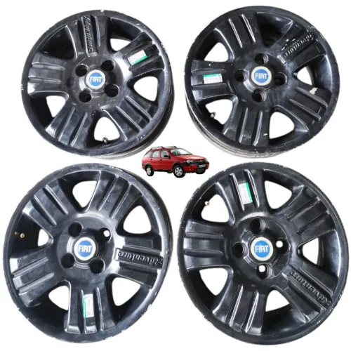 Jogo Roda Aro 14 4x98 Fiat Palio Siena Strada Idea Stilo Preto