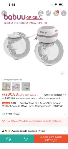 Bomba tira leite eletrica 