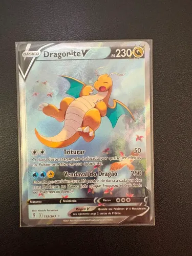 Dragonite V SAR mp-sp céus em evoluções carta Pokémon.