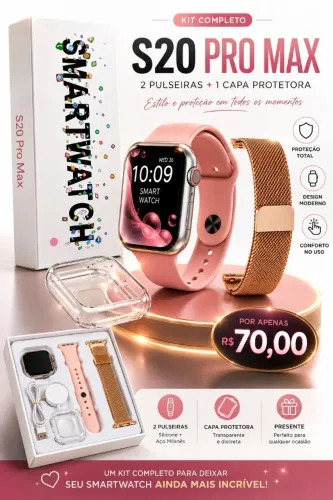 Smartwatch s20 pro max Kit com 2 pulseiras, capa protetora