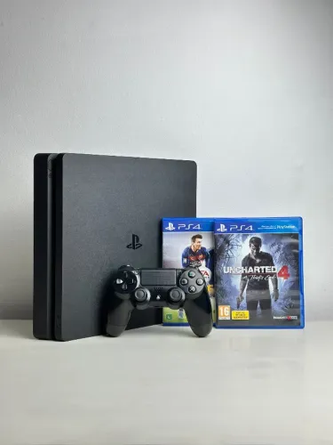 PS4 Slim 500GB + 1 Controles  + 2 Jogos 