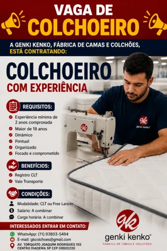 vaga emprego colchoeiro