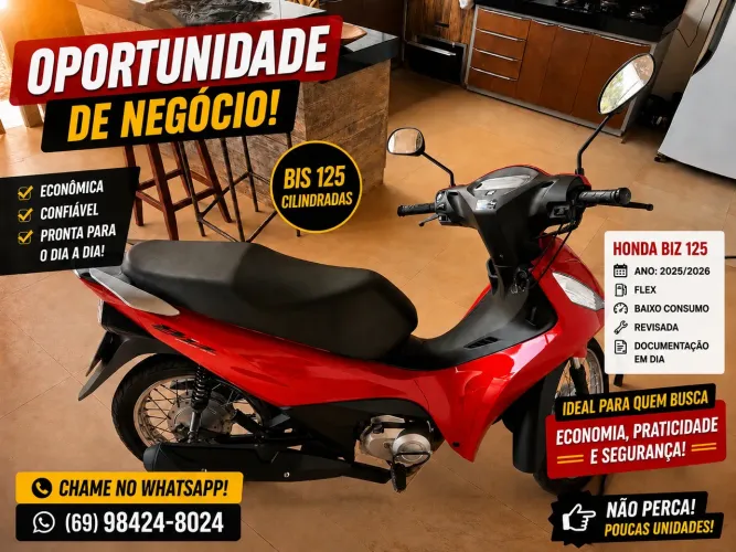 Biz 125/ES Honda vermelha 2025/26