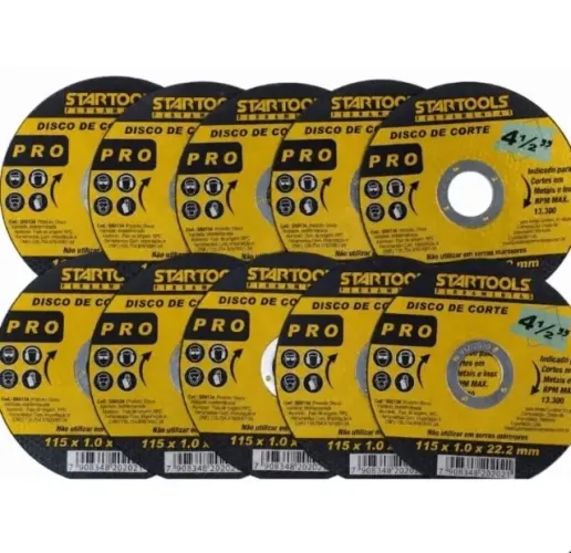Disco Corte Metal Inox 4.1/2 115mm Startools Kit Com 10 Unidades
