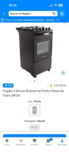 Fogão tampo de vidro 6 meses de uso