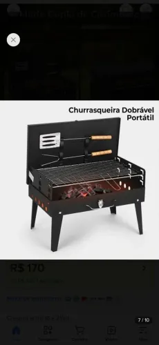 NOVA Churrasqueira Portátil Dobrável à carvão