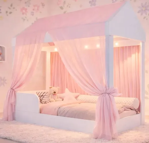 Cama montessoriana menina acompanha tecido usada