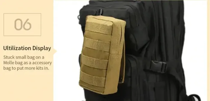 Bolso extra Molle 20,5x10x6 lateral com fecho