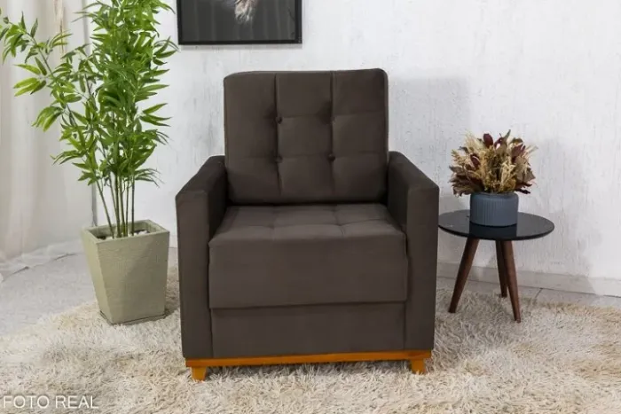 Poltrona Áustria Veludo Marrom Frete Grátis - Até 12x S/ Juros 