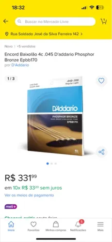 Encordoamento baixolão D?Addario 4c 0.45