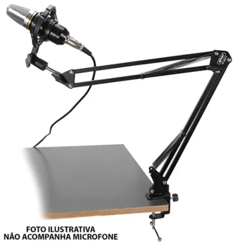 Suporte Articulado para Microfone ou Celular - Suporte p Gravação Áudio Som Live Youtuber