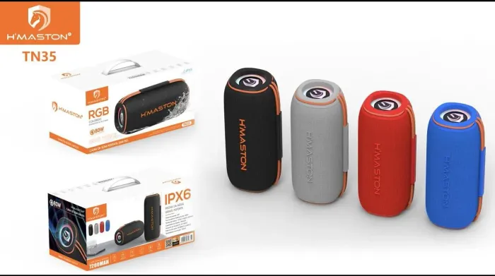 Caixa De Som Bluetooth Resistente a Agua 80W Hmaston TN35 Com RGB