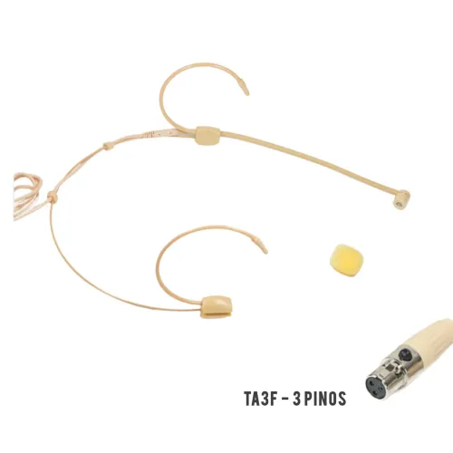 Headset Profissional Discreto Bege com Cápsula Cardioide Direcional Mini XLR TA3F Mini XLR