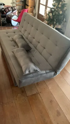 Sofá Cama Suede Cinza NOVO FRETE GRÁTIS