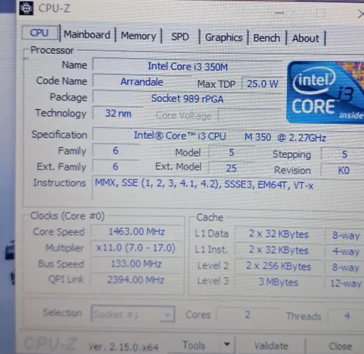 Processador Intel Core i3 350M