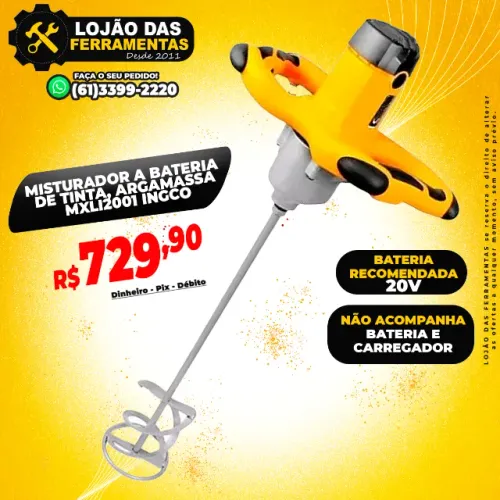 Misturador a Bateria 20V MXLI2001 Ingco