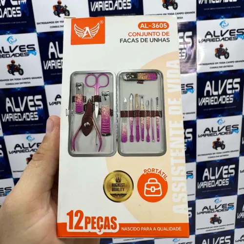 Kit manicure com 12 peças