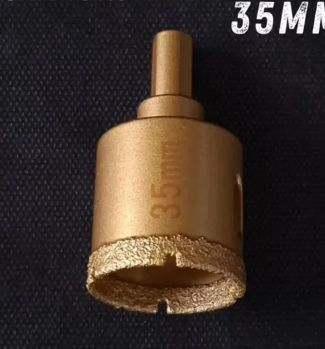 Broca Serra Copo 35mm Diamantada Em Aço Para Cerâmica Porcelanato Vidro 