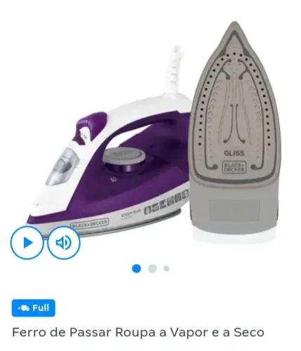 Ferro elétrico seco e vapor Black Decker fx2500 110v0