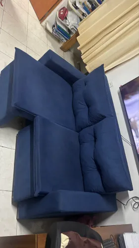 Sofá 3 lugares Montreal retrátil azul