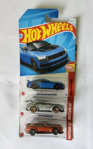 Trio 3 Miniatura Hot Wheels Ford Mustang GTD Dark Horse Shelby GT500